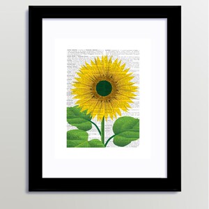 Printable Sunflower, Sunflower Poster, Sunflower Print, Dictionary Print, Sunflower, DIY Flower ...