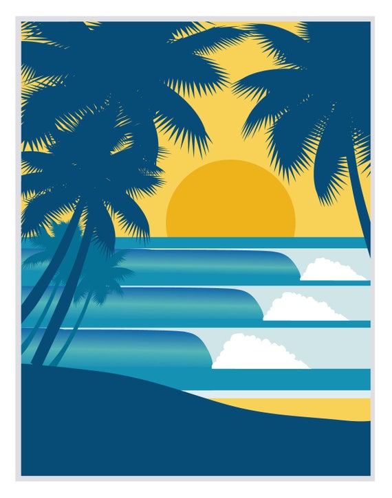 ART PRINT POSTER SPORT WAVE SEA SURF BEACH SUNRISE SURFERS SURFING NOFL0451