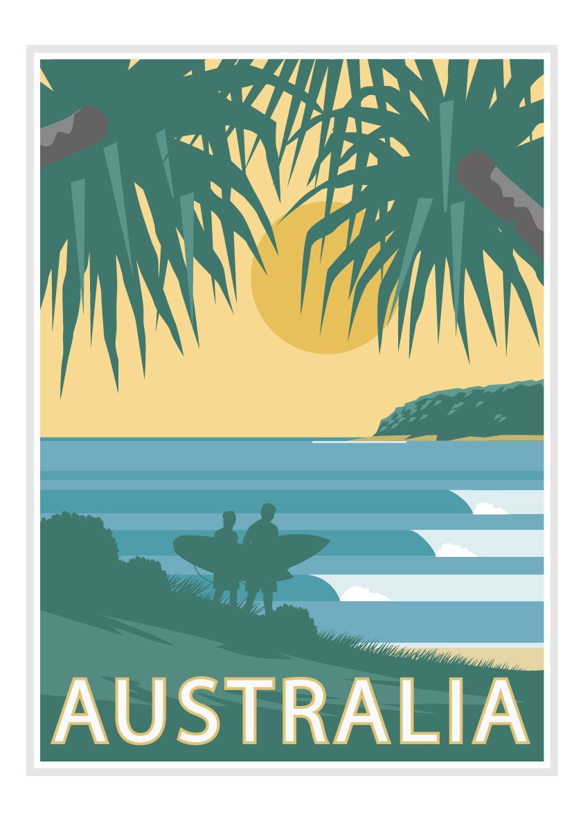 Australia Vintage Poster Vintage Travel Poster Art Deco | Etsy