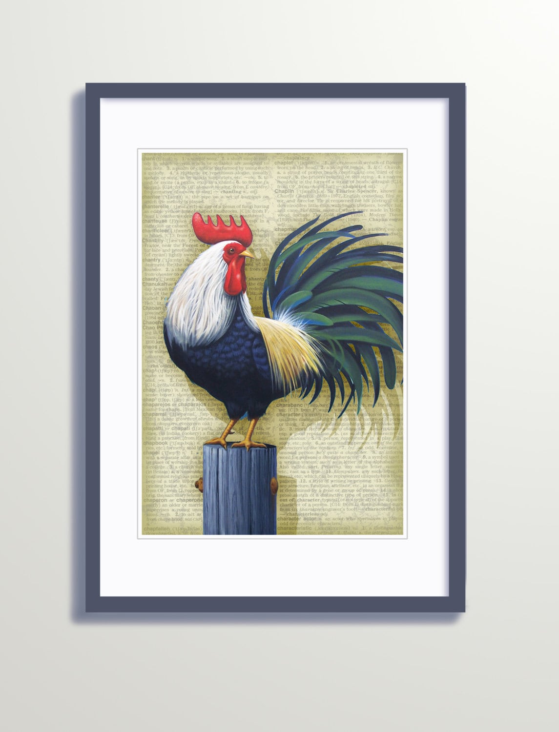 Rooster Art Print, Rooster Print, Rooster Art, Dictionary Page Rooster