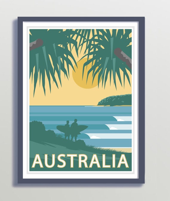 Australia Vintage Poster, Vintage Travel Poster, Art Deco Travel Poster, Australia  Travel Poster,art Deco Poster, Vintage Surf Poster -  Canada