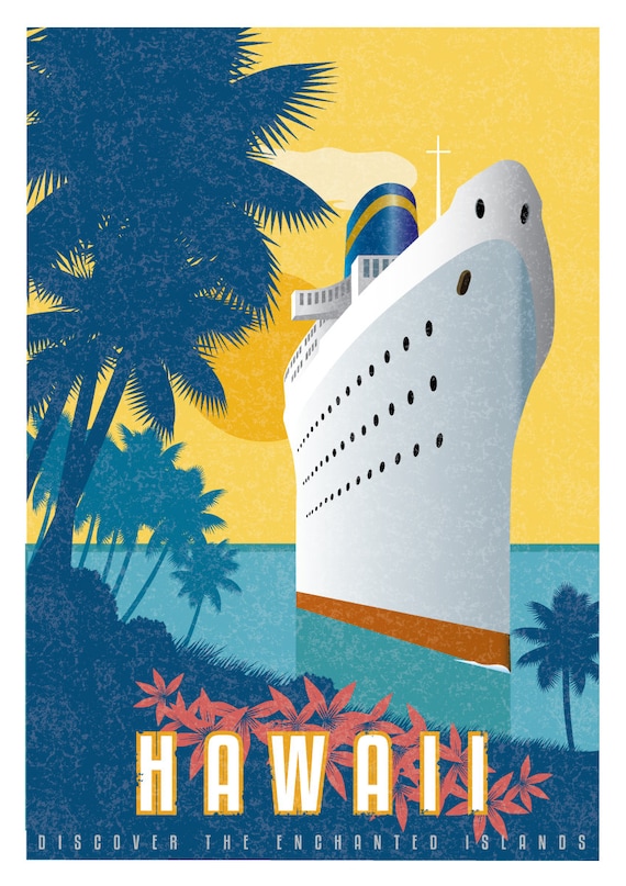 Vintage Travel Poster,vintage Travel Poster, Art Deco Travel Poster, Travel  Poster, Vintage Print, Hawaii Travel Poster, Hawaii Poster 