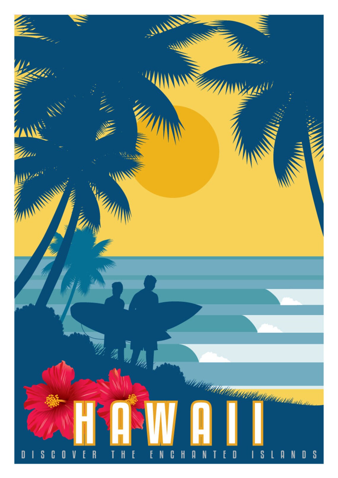 Hawaii Vintage Poster, Vintage Travel Poster, Art Deco Travel Poster