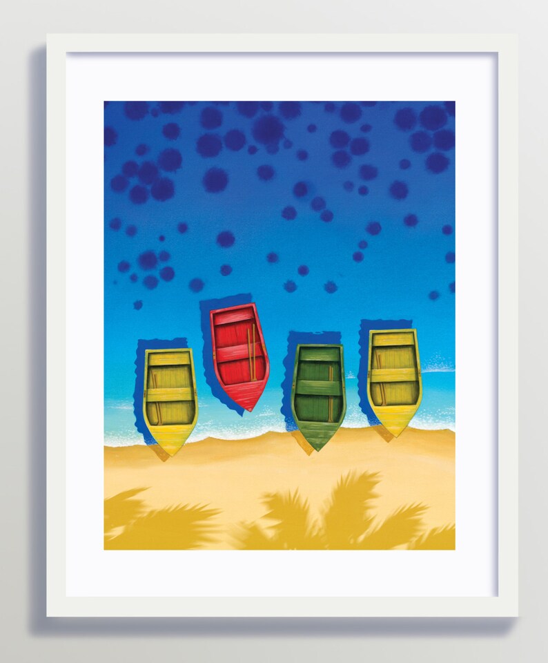 Boats Painting, Rowboat Art, Boats, Boating Art, Beach Painting