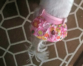 Custom Girl Doggy Diaper with Ruffle.  Made to Order. New design! 12 print choices! You choose the print and I customize to your pet's size!