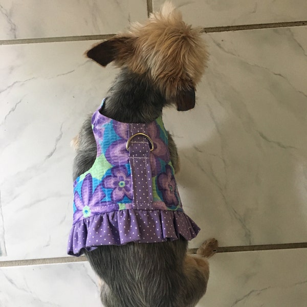 Custom Harness for Small Pets available in five sizes. You choose the fabric print and size and I custom to your pet. Very stylish!!