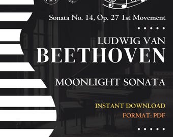Sonata Claro de Luna - Partitura para piano de Beethoven (Descarga instantánea en PDF)