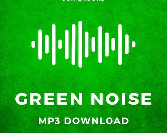 May include: A green background with white text and a sound wave graphic. The text reads "JON BROOKS" at the top, "GREEN NOISE" in large letters, and "MP3 DOWNLOAD" at the bottom. The sound wave is a series of vertical lines.