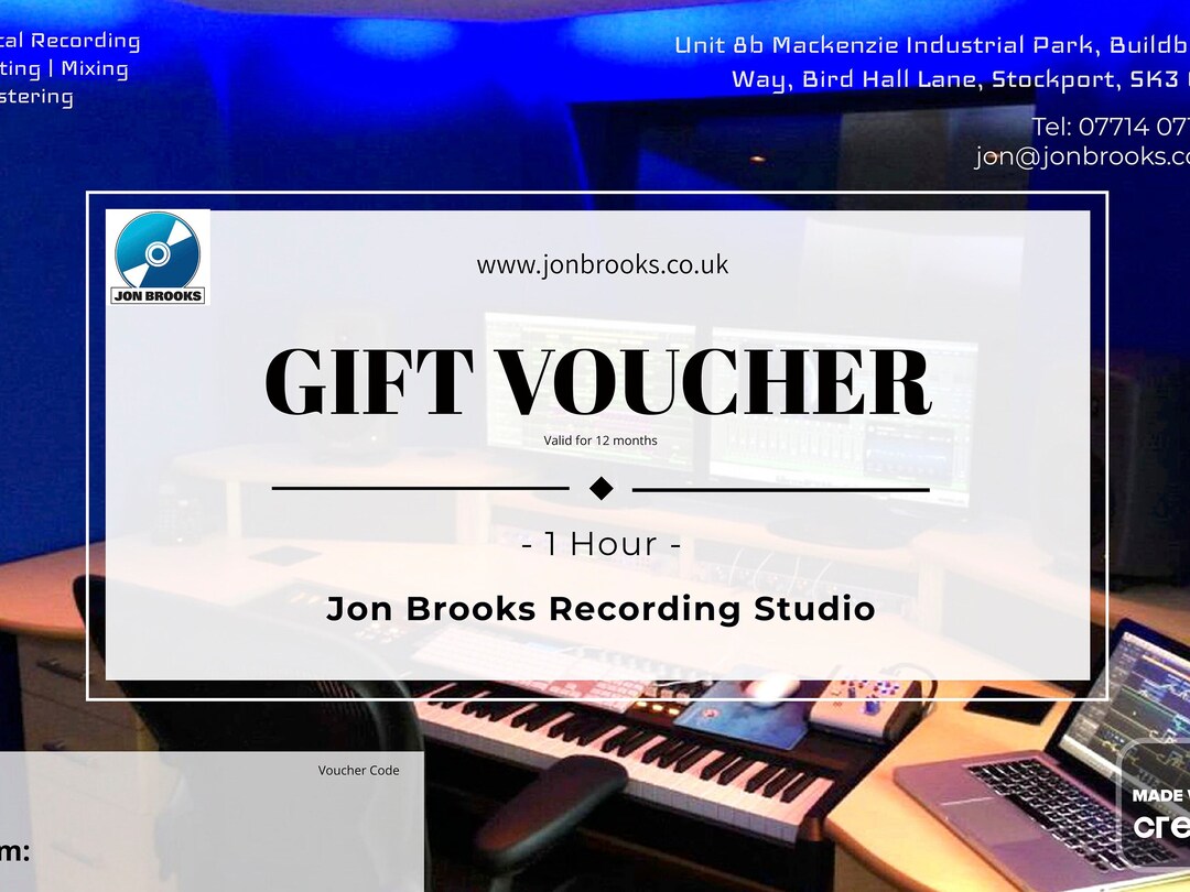 Recording Studio Experience gift Voucher Stockport UK Etsy