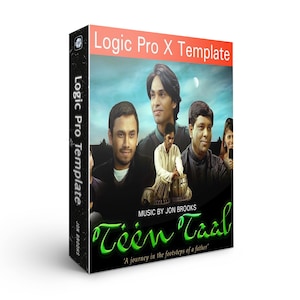 May include: A Logic Pro X template for creating music, featuring a green and white logo with the text "Teen Taal" and the tagline "A journey in the footsteps of a father".