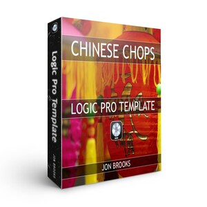 May include: A red, yellow, and white Logic Pro template box with the text "Chinese Chops Logic Pro Template Jon Brooks" on the front.