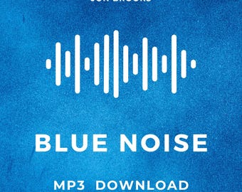 May include: A digital album cover with a textured blue background. The title "BLUE NOISE" is in large white letters, with "MP3 DOWNLOAD" below. The artist's name, "JON BROOKS," is at the top. A white sound wave graphic is centered.