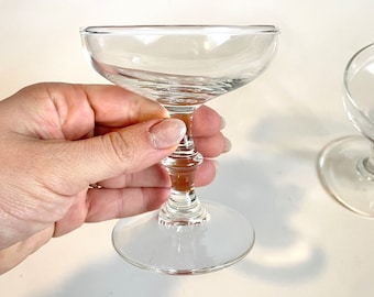 Set of 2 Vintage Coupe Champagne Toasting Glasses - Knob Bamboo Stem