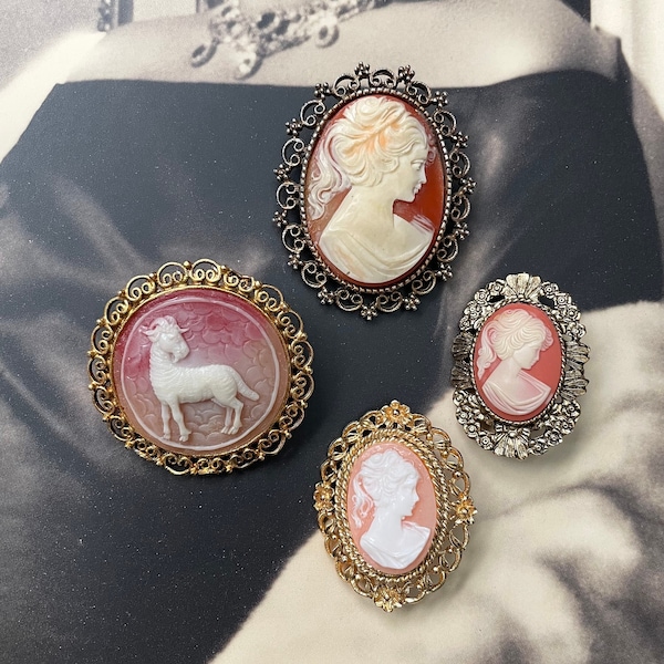 broches Cameo vintage - Bijoux fantaisie - Vendus séparément