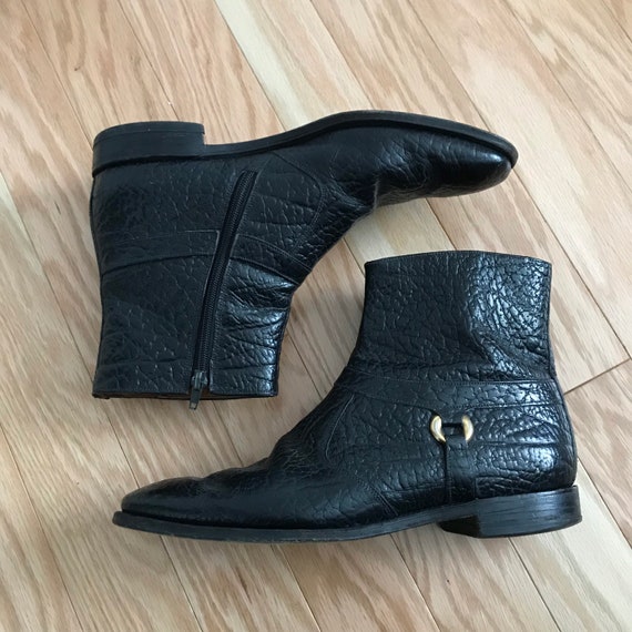 1960's Stewart McGuire Black Textured Leather Mod