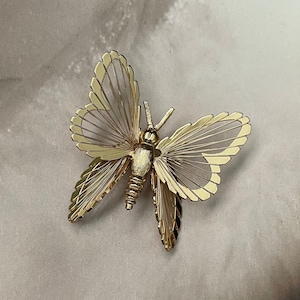 Vintage MONET Gold Butterfly Brooch Pin - Costume Jewelry