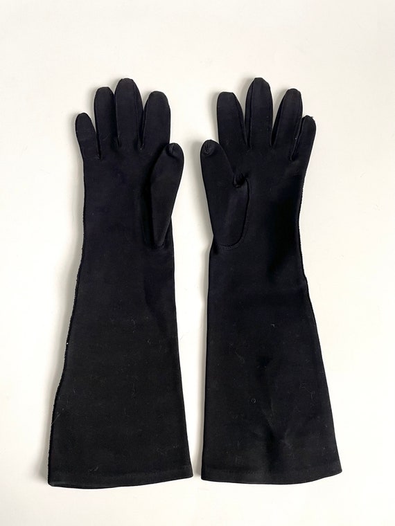 Vintage CRESCENDOE Black Cotton Formal Forearm Gl… - image 3