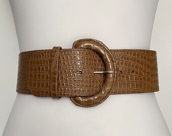 Vintage Ralph Lauren Alligator Belt: Brown Leather, Rounded  display picture 2