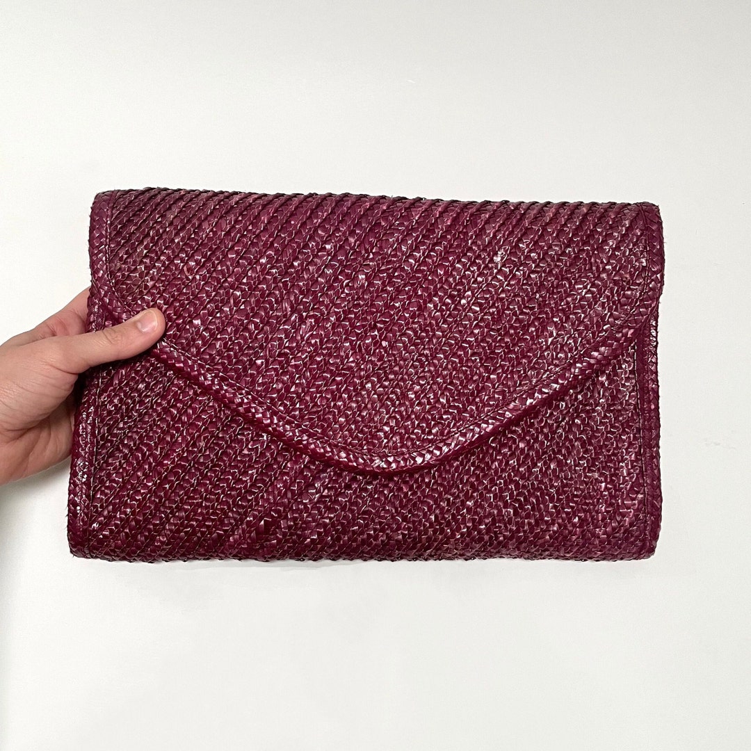 Vintage Purple Raffia Straw Envelope Clutch Bag - Etsy