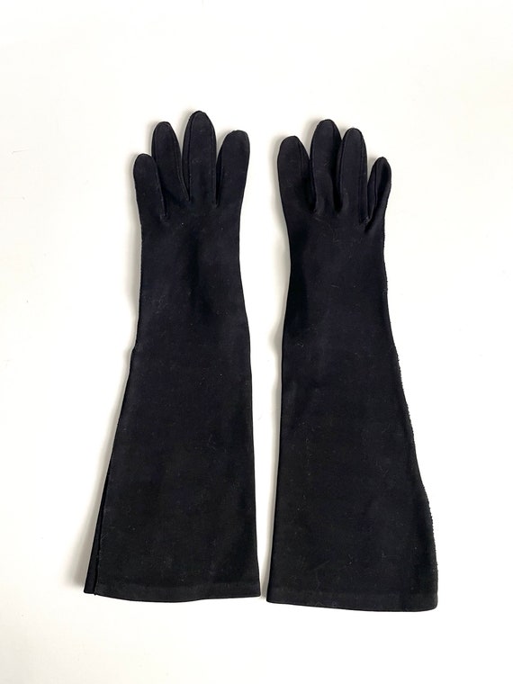Vintage CRESCENDOE Black Cotton Formal Forearm Gl… - image 2