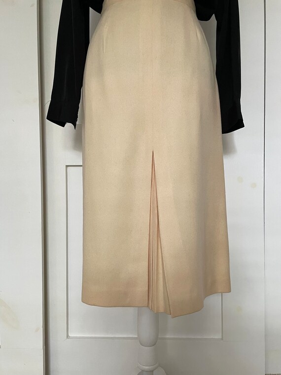 Vintage Cream Wool High Waist Skirt with Front Ac… - image 2