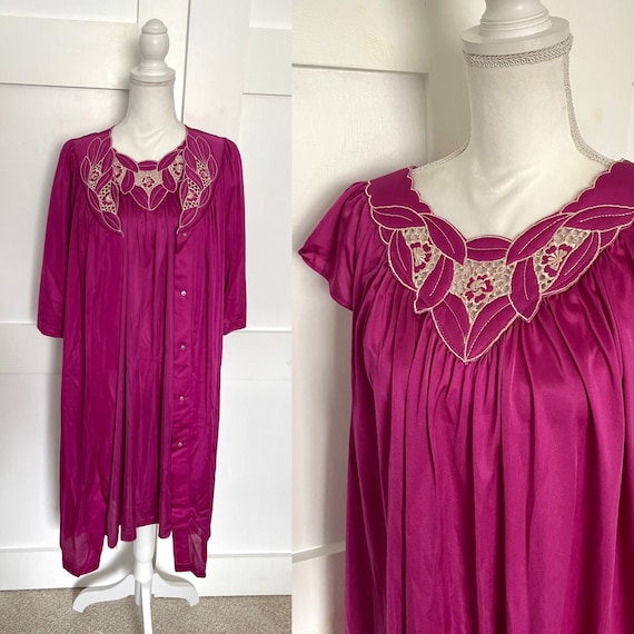 Vintage SHADOWLINE Magenta Purple Nylon 2 Piece N… - image 1