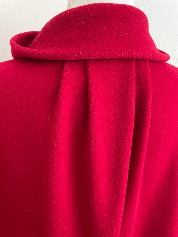 1970s Vintage GEMINI Red Wool Cocoon Wrap Heavy C… - image 6
