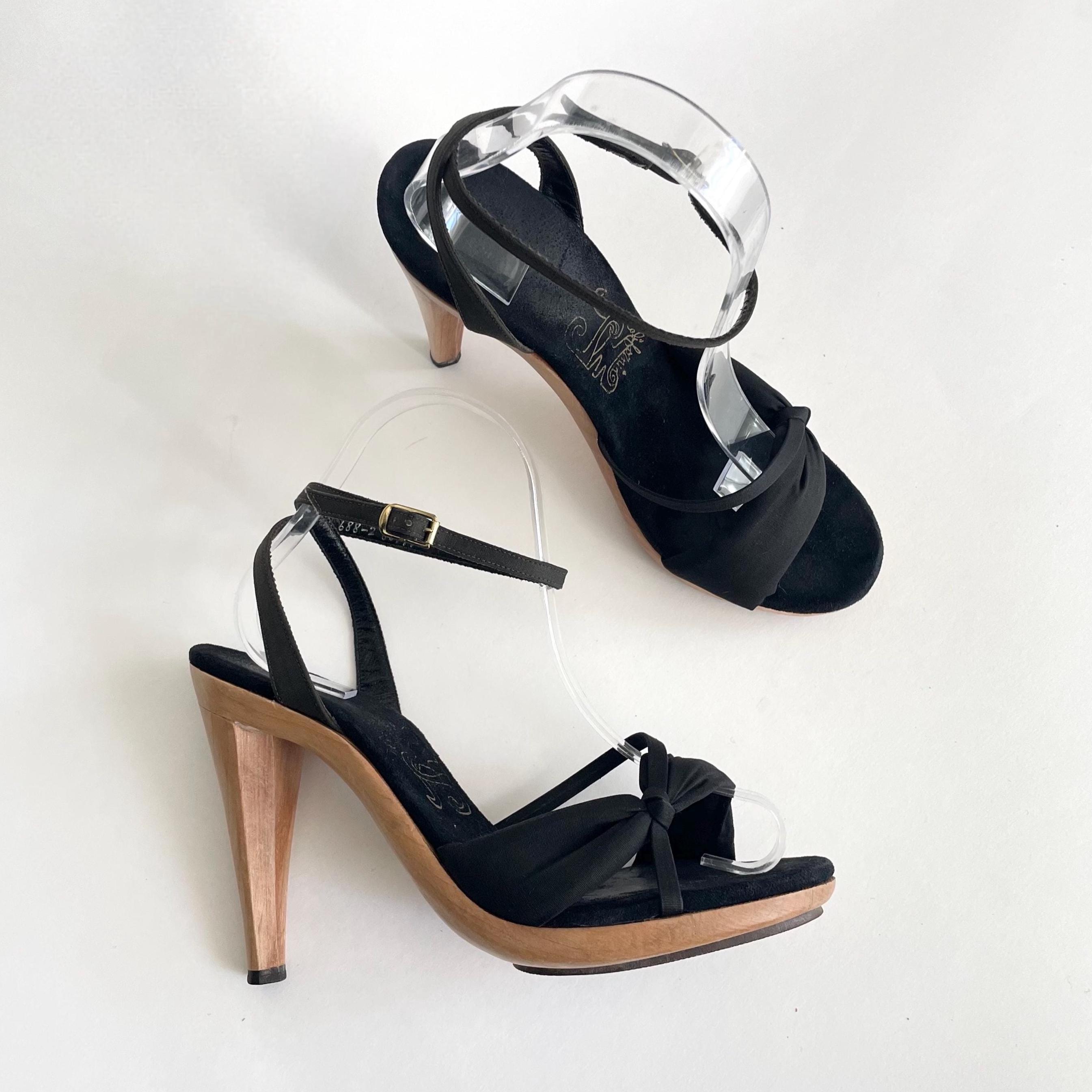 Sandales Escarpins Noir Tressées Plastique - Talon Aiguille Taille 40