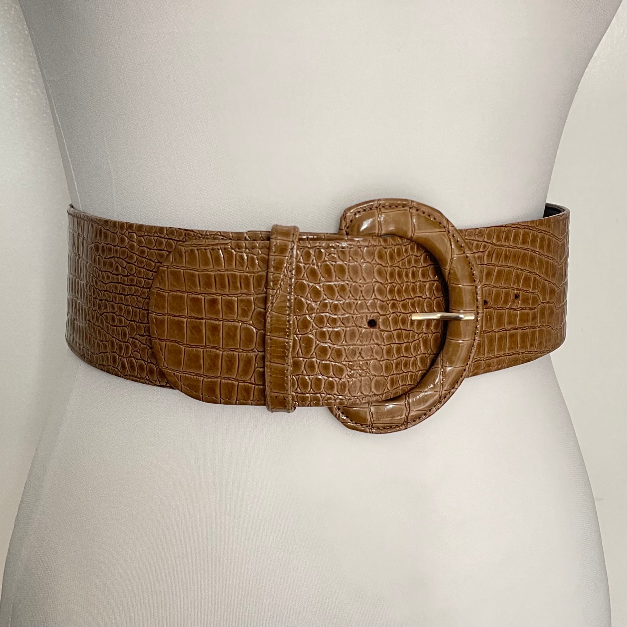TOLEDANO Vintage Tan Crocodile (?) Leather Belt Gold Hardware LARGE Amazon.com: Genuine Real Backbone Crocodile Skin Leather Men  main image 4