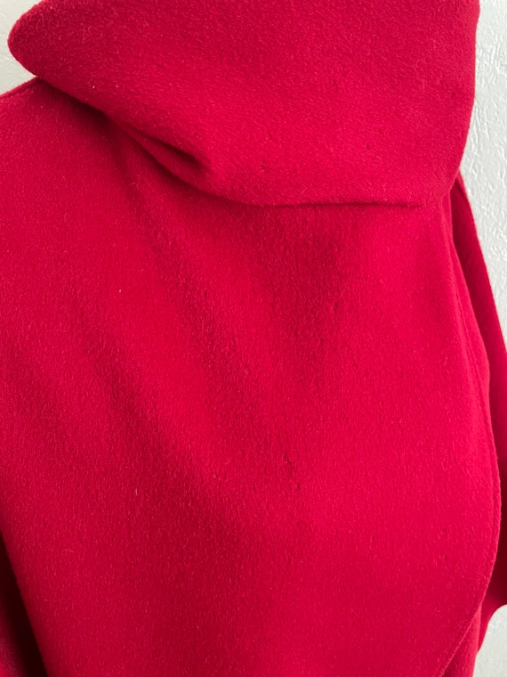 1970s Vintage GEMINI Red Wool Cocoon Wrap Heavy C… - image 7