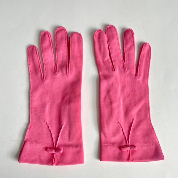 Vintage LADY GAY Pink Over Wrist Length Gloves wi… - image 3