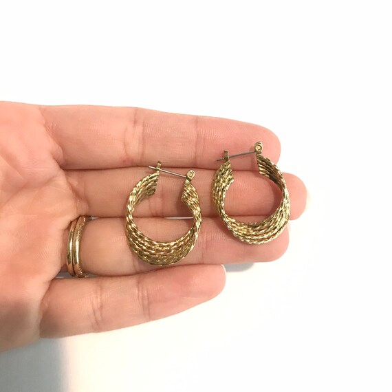Vintage Gold Twist Hoop Earrings