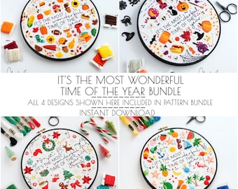It's The Most Wonderful Time Of The Year BUNDLE- PDF Digital Download Embroidery Pattern & Guide