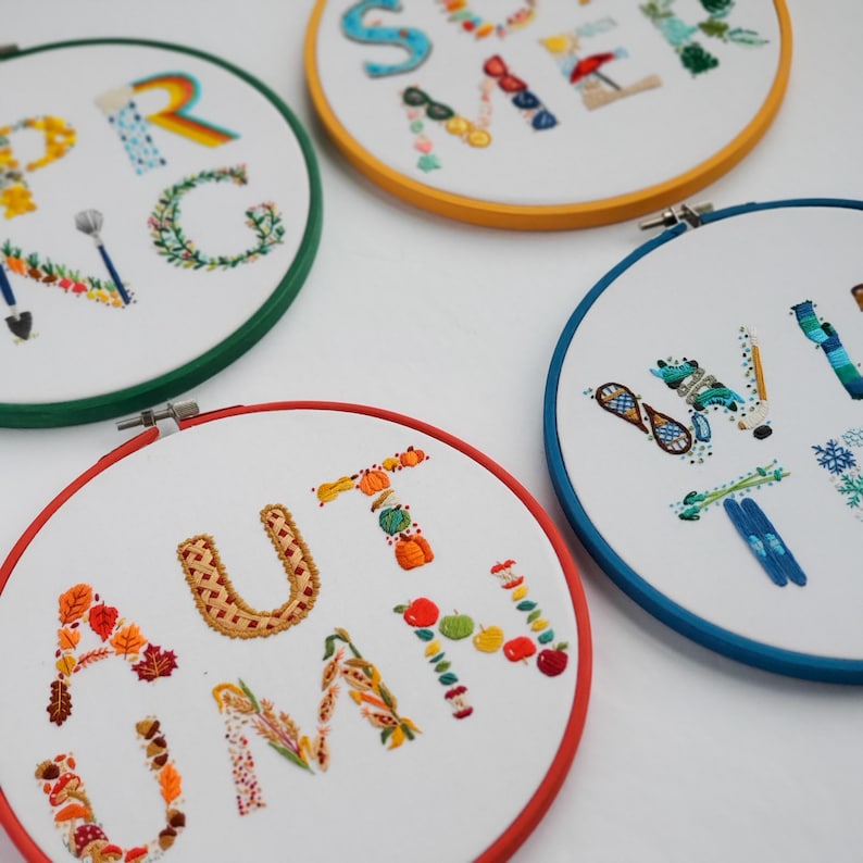 Four Seasons Text BUNDLE - PDF Digital Download Embroidery Pattern ...