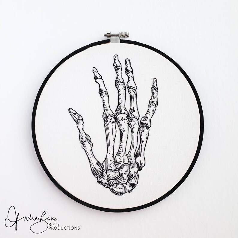 Skeletal Hand Embroidery Series DIY Stitch KIT Beginner Friendly, Pattern, Guide, Supplies, DIY Embroidery, Anatomy Art BeCoProductions image 7