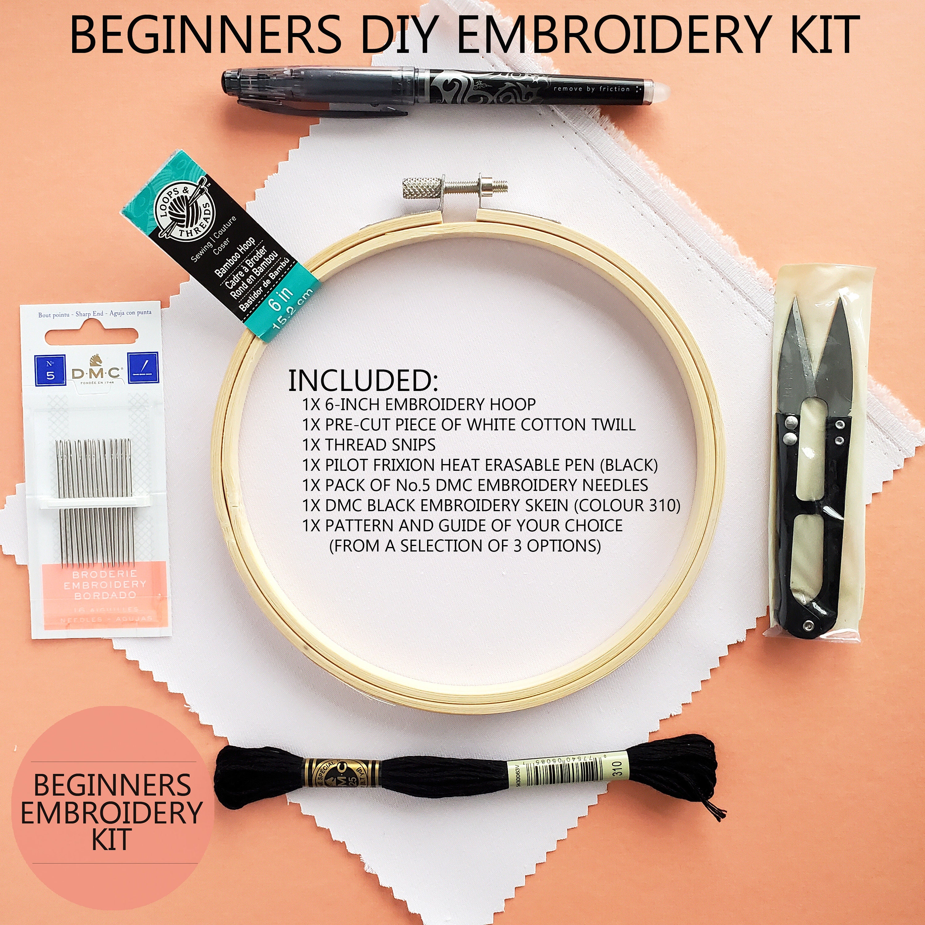 Custom Text Embroidery Kit Text Beginner Embroidery Kit DIY Craft