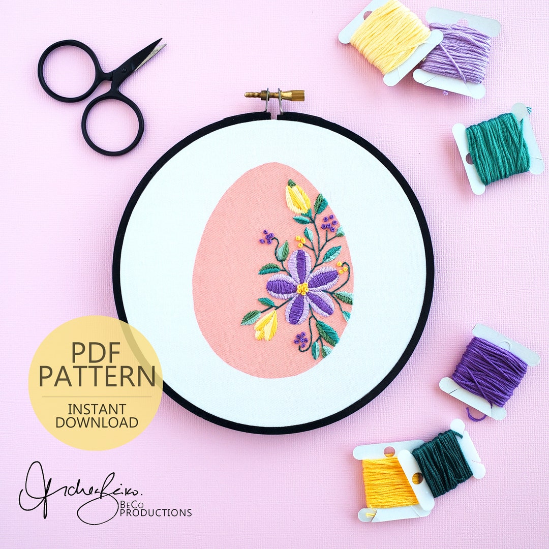 Floral Easter Egg No.03 - PDF Digital Download Embroidery Pattern ...
