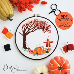 Fall Pumpkin Patch - PDF Digital Download Embroidery Pattern & Guide - Etsy