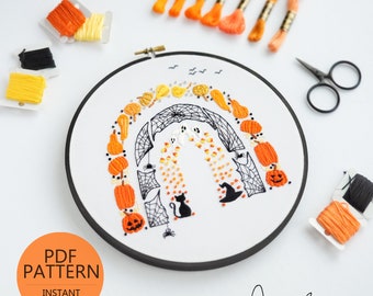 Halloween Rainbow Embroidery Pattern & Guide - PDF Digital Download (BeCoProductions) Halloween Art - Halloween Embroidery - DIY Pattern