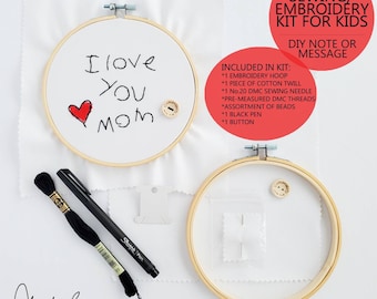 EMBROIDERY Kit For Kids, Mothers Day Handmade Gift, How To Sew, Learn to Sew Kit, Montessori Learning, Unique Mothers Day Gift, Gift For Mom