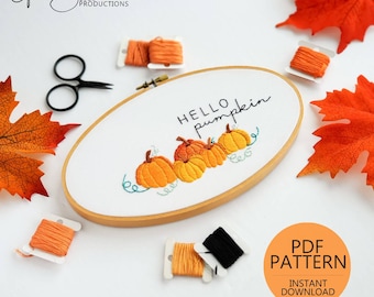 Hello Pumpkin - PDF Digital Download Embroidery Pattern & Guide
