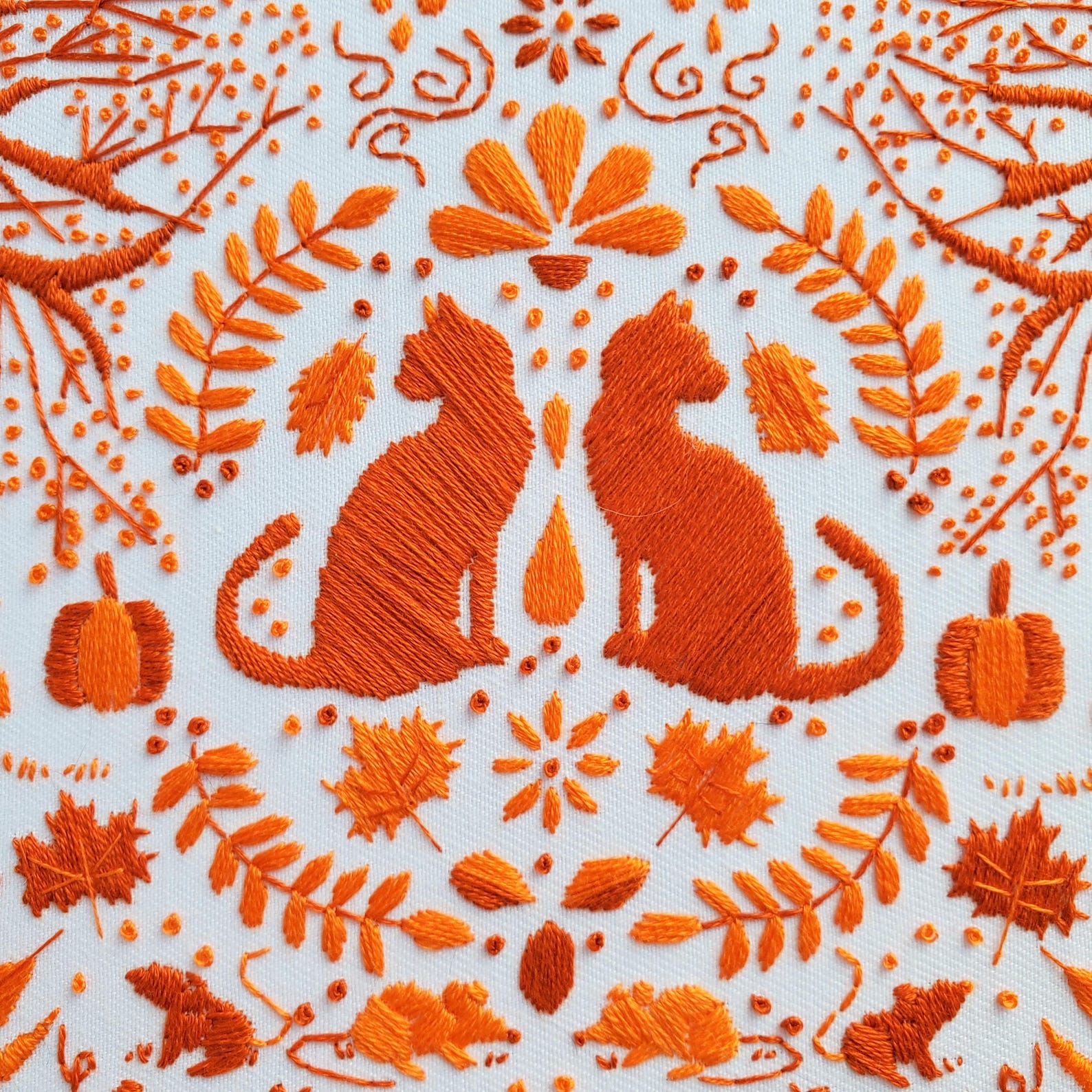 Image showcasing OCTOBER Monthly Monochromatic Folk Art Inspired Series Embroidery ...