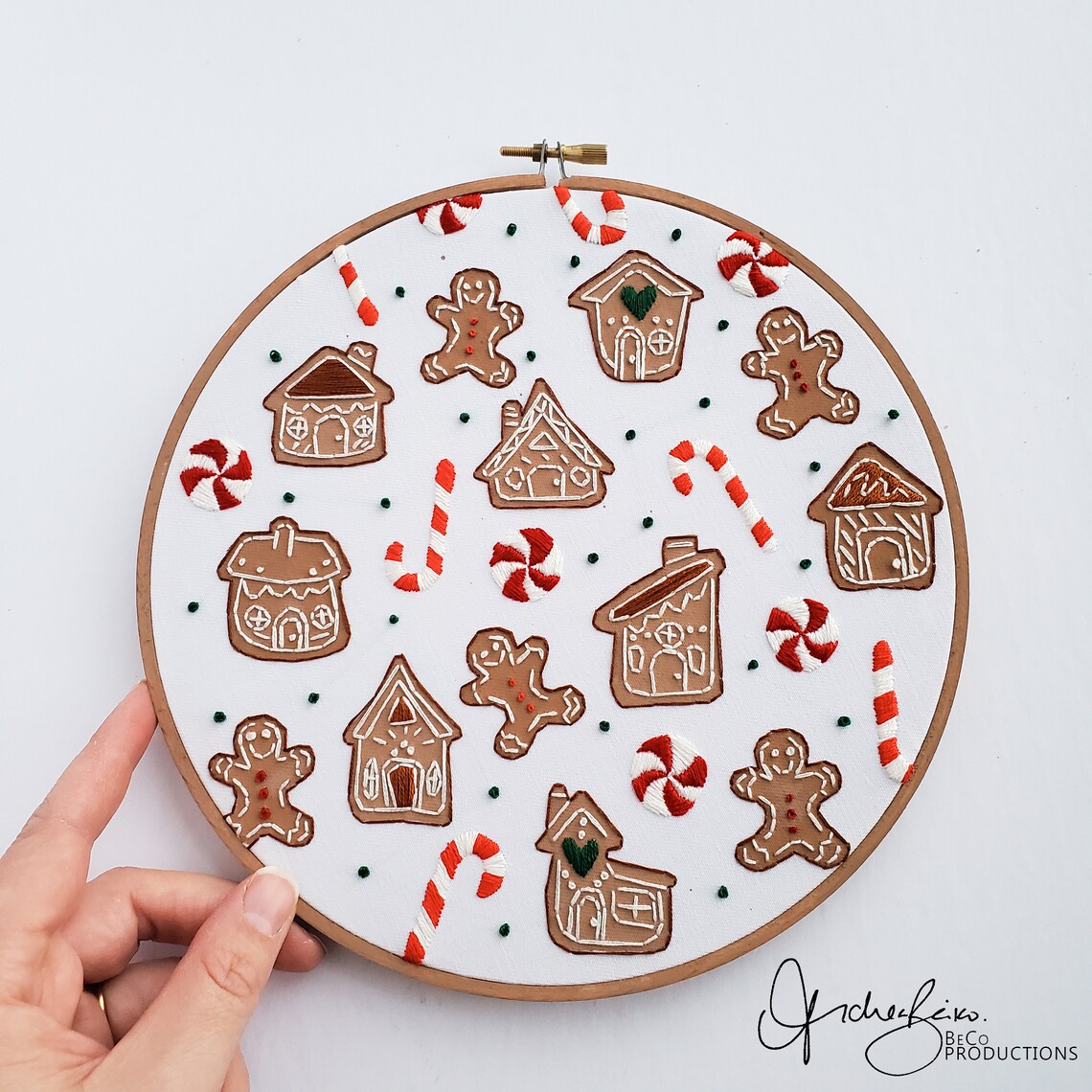 Gingerbread and Candy Cane Print Embroidery Pattern & Guide - PDF ...