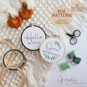 Baby Milestones, Pregnancy Announcement, Embroidery Patterns & Guide (28 Patterns Total), PDF Digital Download (BeCoProductions)