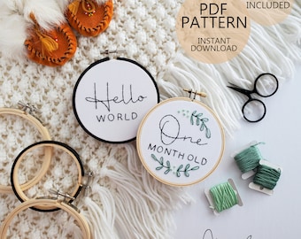 Baby Milestones, Pregnancy Announcement, Embroidery Patterns & Guide (28 Patterns Total), PDF Digital Download (BeCoProductions)