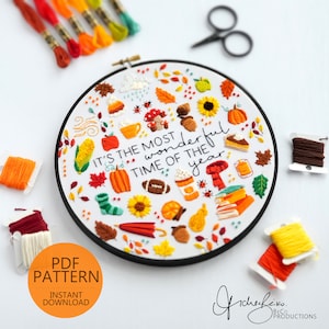 It&#39;s The Most Wonderful Time Of The Year - Autumn Edition - Embroidery Pattern & Guide - Digital Download (BeCoProductions) Autumn Art, Fall