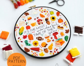 It&#39;s The Most Wonderful Time Of The Year - Autumn Edition - Embroidery Pattern & Guide - Digital Download (BeCoProductions) Autumn Art, Fall