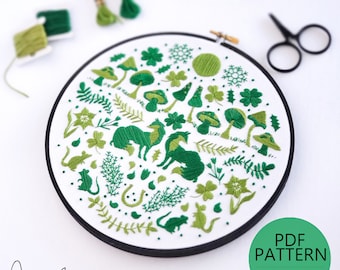 MARCH Monthly Monochromatic Folk Art Inspired Series Embroidery Pattern & Guide - DIY Digital Download, PDF Pattern (BeCoProductions)