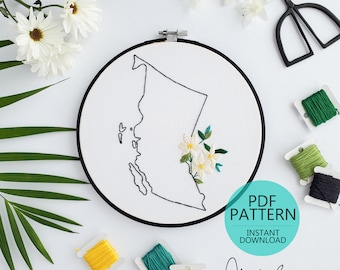 British Columbia Province - PDF Digital Download Embroidery Pattern & Guide