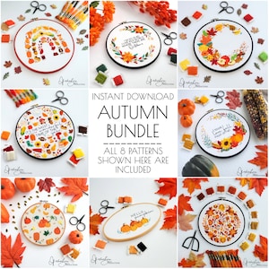 Autumn Embroidery BUNDLE - DIY Digital Download - PDF Pattern & Guide - Modern Embroidery (BeCoProductions) Fall Embroidery